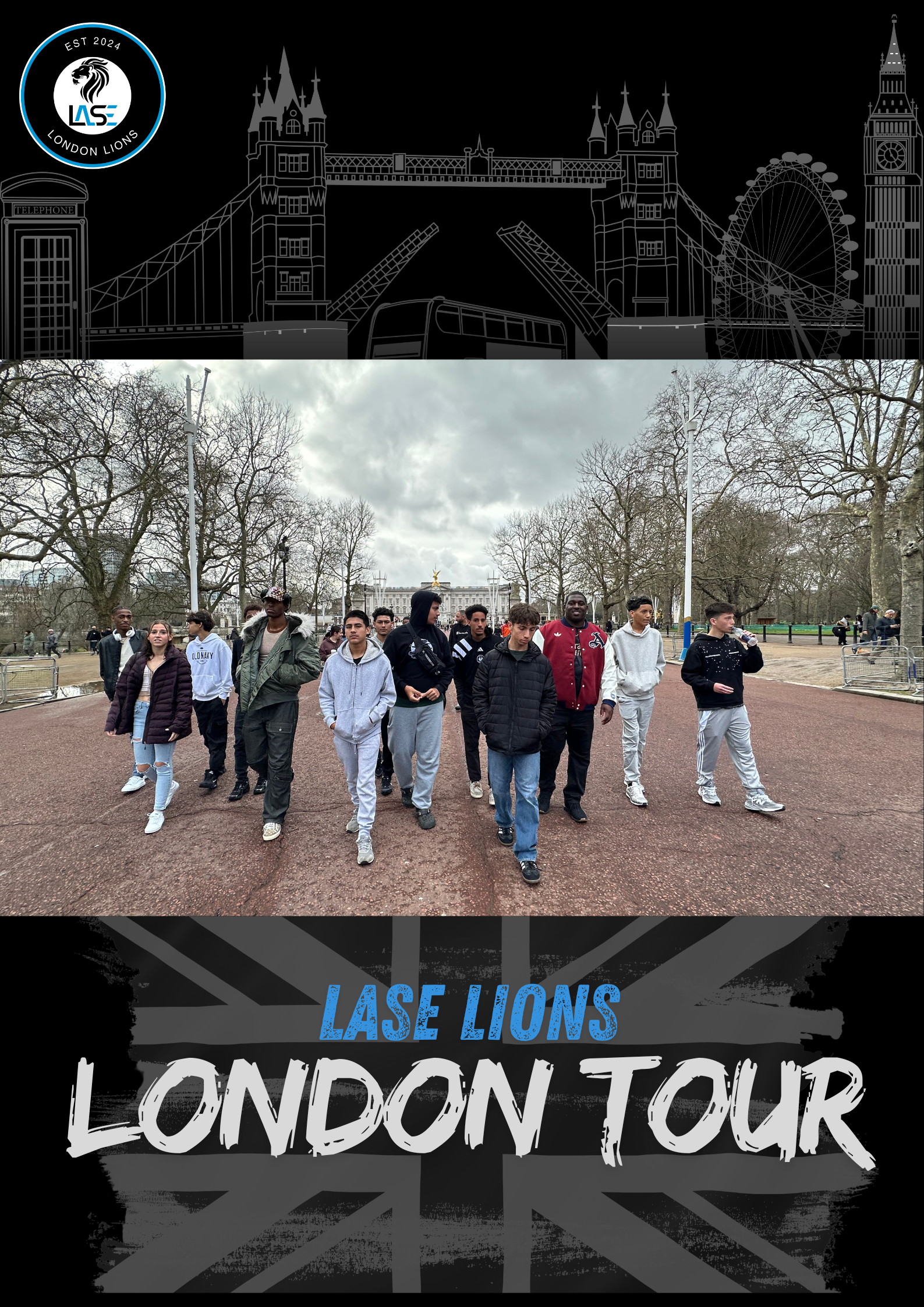 LASE Lions walking together on a London tour