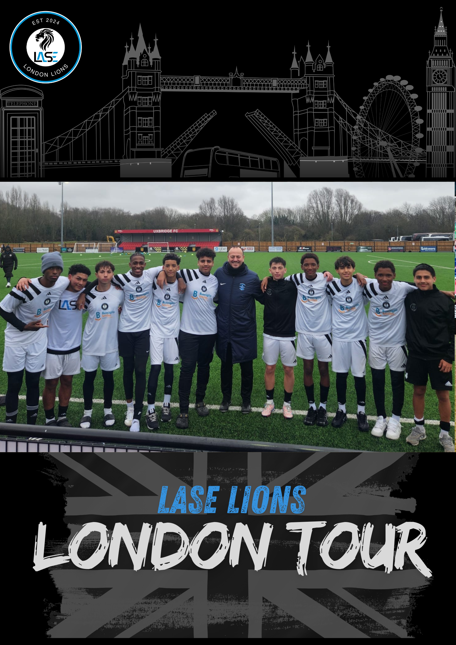 LASE Lions players and coaches during a London tour
