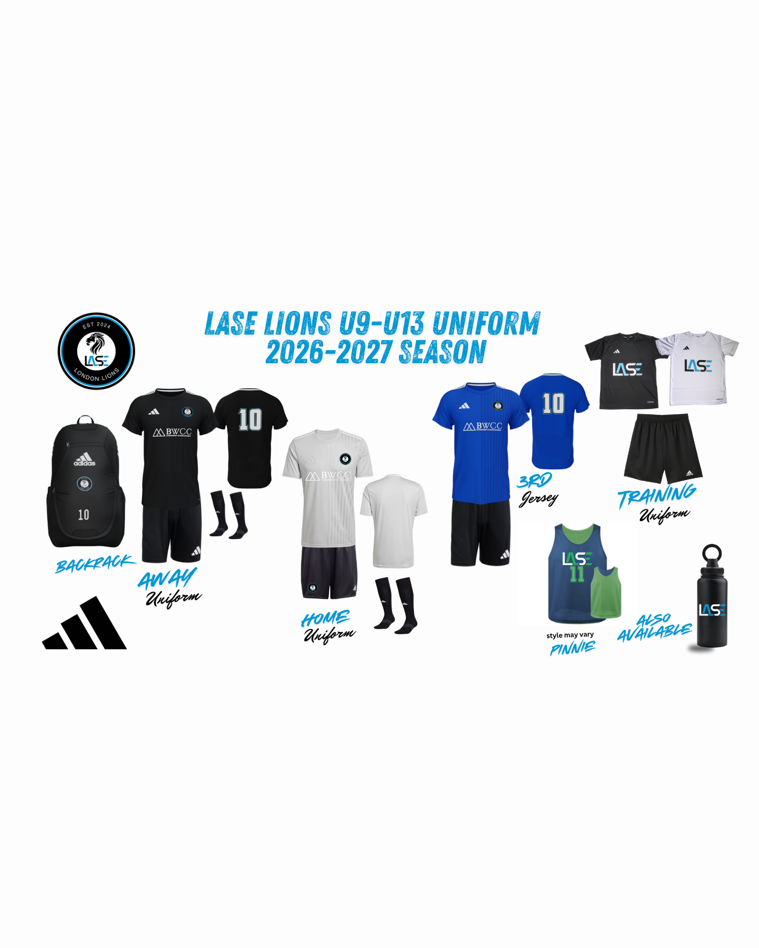 U9-U13 LASE LIONS 26/27 Field Player Uniform Bundle